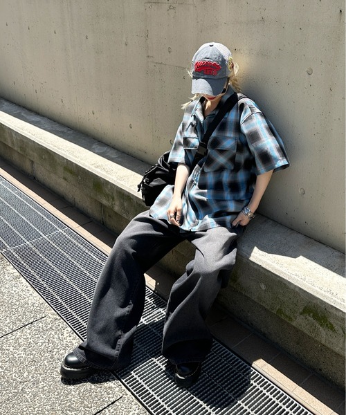 ジップアップオンブレチェックシャツ（シャツ/ブラウス）｜sedacle