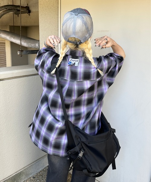 sedacle（セダクル）の「ジップアップオンブレチェックシャツ（シャツ/ブラウス・メンズ・パープル/ブラック/ブルー・MEDIUM/LARGE）」の13枚目の写真