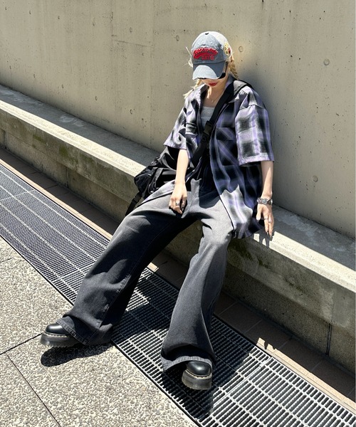 sedacle（セダクル）の「ジップアップオンブレチェックシャツ（シャツ/ブラウス・メンズ・パープル/ブラック/ブルー・MEDIUM/LARGE）」の19枚目の写真