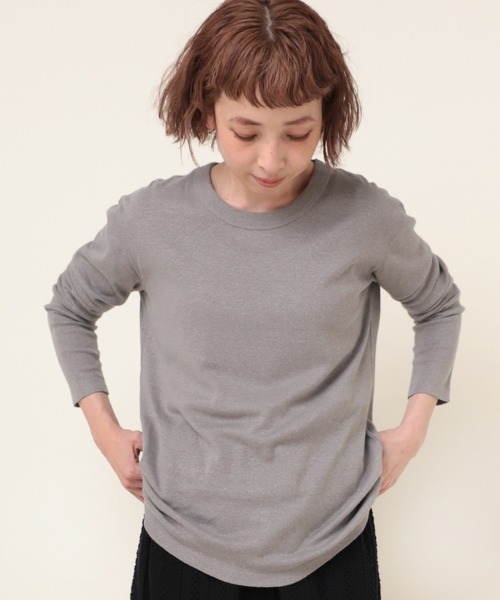 RNA-N（アールエヌエーエヌ）の「M2085 C/HEMPフライスロンT（Tシャツ/カットソー・レディース・グレー/オフホワイト/ブラック・MEDIUM）」の3枚目の写真