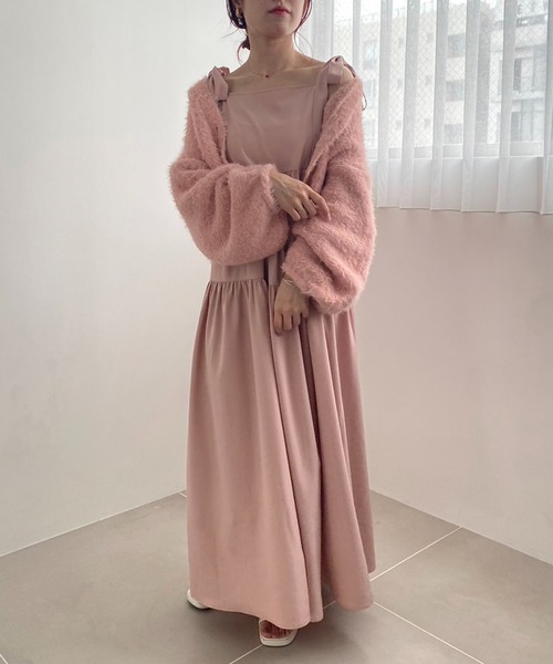 one after another NICE CLAUP（ワンアフターアナザーナイスクラップ）の「ふわモテあざと/フェザーショートカーディガン（カーディガン/ボレロ・レディース・ベージュ/ピンク/アイボリー/チャコールグレー/ライトグレー・FREE）」の16枚目の写真