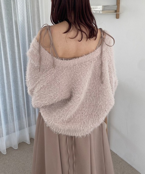 one after another NICE CLAUP（ワンアフターアナザーナイスクラップ）の「ふわモテあざと/フェザーショートカーディガン（カーディガン/ボレロ・レディース・ベージュ/ピンク/アイボリー/チャコールグレー/ライトグレー・FREE）」の19枚目の写真