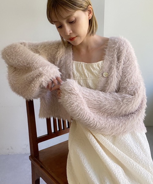 セール】ふわモテあざと/フェザーショートカーディガン（カーディガン