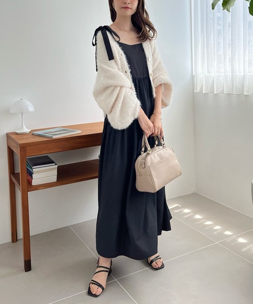 one after another NICE CLAUP（ワンアフターアナザーナイスクラップ）の「ふわモテあざと/フェザーショートカーディガン（カーディガン/ボレロ・レディース・ベージュ/ピンク/アイボリー/チャコールグレー/ライトグレー・FREE）」の17枚目の写真