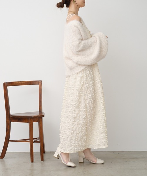 one after another NICE CLAUP（ワンアフターアナザーナイスクラップ）の「ふわモテあざと/フェザーショートカーディガン（カーディガン/ボレロ・レディース・ベージュ/ピンク/アイボリー/チャコールグレー/ライトグレー・FREE）」の22枚目の写真