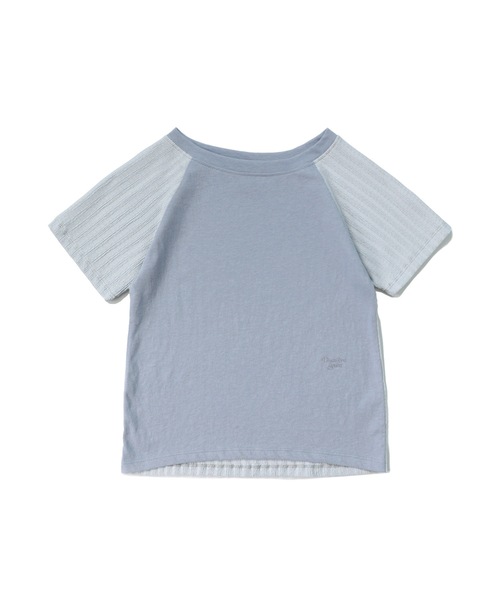 DISCHORDSOUND（ディスコードサウンド）の「【DISCHORDSOUND 】ニット コンビ クロップ Tシャツ / KNIT COMBI CROP TEE（Tシャツ/カットソー・レディース・ホワイト/ブラック/グレー/モカ・FREE）」の3枚目の写真