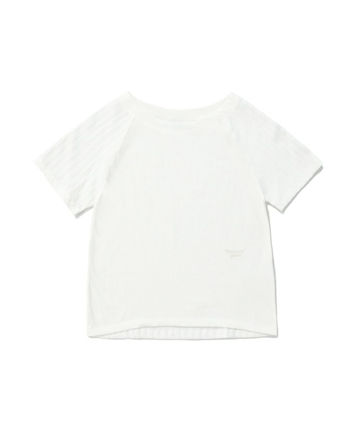 DISCHORDSOUND（ディスコードサウンド）の「【DISCHORDSOUND 】ニット コンビ クロップ Tシャツ / KNIT COMBI CROP TEE（Tシャツ/カットソー・レディース・ホワイト/ブラック/グレー/モカ・FREE）」の2枚目の写真