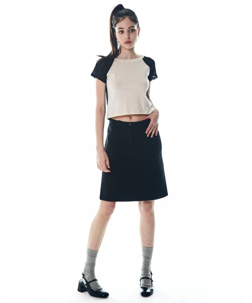 DISCHORDSOUND（ディスコードサウンド）の「【DISCHORDSOUND 】ニット コンビ クロップ Tシャツ / KNIT COMBI CROP TEE（Tシャツ/カットソー・レディース・ホワイト/ブラック/グレー/モカ・FREE）」の13枚目の写真