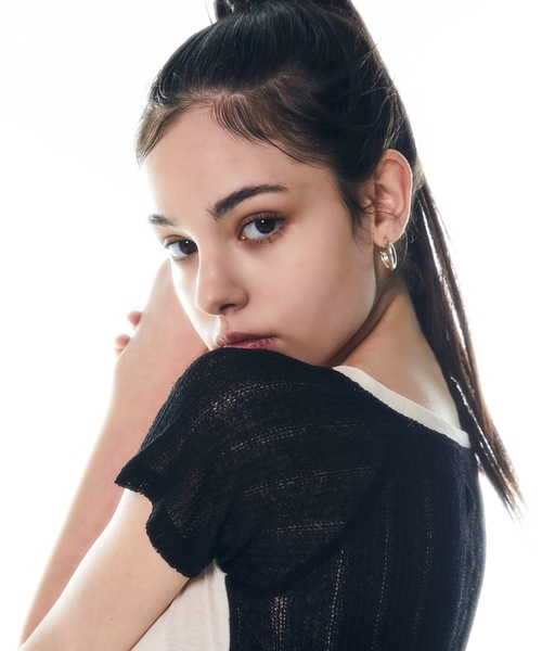 DISCHORDSOUND（ディスコードサウンド）の「【DISCHORDSOUND 】ニット コンビ クロップ Tシャツ / KNIT COMBI CROP TEE（Tシャツ/カットソー・レディース・ホワイト/ブラック/グレー/モカ・FREE）」の15枚目の写真