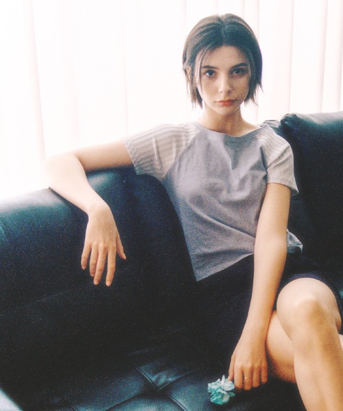 DISCHORDSOUND（ディスコードサウンド）の「【DISCHORDSOUND 】ニット コンビ クロップ Tシャツ / KNIT COMBI CROP TEE（Tシャツ/カットソー・レディース・ホワイト/ブラック/グレー/モカ・FREE）」の20枚目の写真