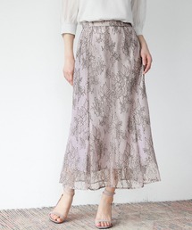 【La mieux】フルール柄チュールレースマーメイドロングスカート オフィス ビジネス フォーマル