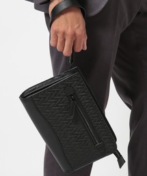 MEN'S BIGI | シュリンクレザーへリンボン型押しコンビクラッチバッグ(クラッチバッグ)