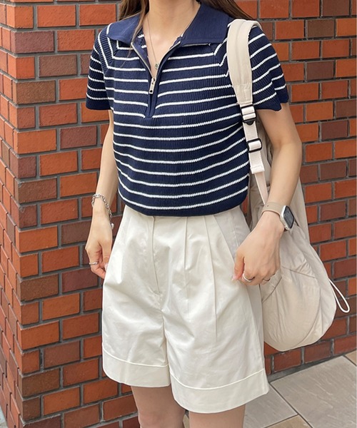 【新品】Supreme STONE  ハーフジップ マリンボーダーT 新品】Supreme STONE ISLAND ハーフジップ マリンボーダーT
