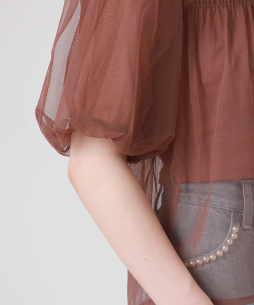 archives(アルシーヴ)の「クロップドインナー付バルーンチュールTOPS(Tシャツ/カットソー・レディース・アイボリー/ブラック/ローズ・MEDIUM)」の11枚目の写真