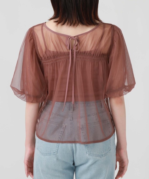 archives(アルシーヴ)の「クロップドインナー付バルーンチュールTOPS(Tシャツ/カットソー・レディース・アイボリー/ブラック/ローズ・MEDIUM)」の9枚目の写真