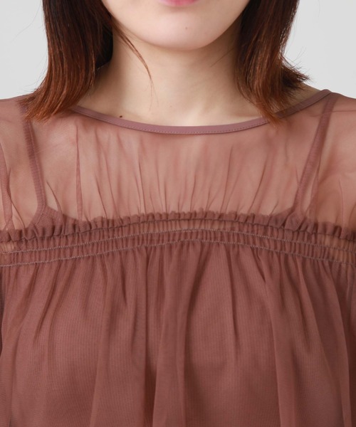 archives(アルシーヴ)の「クロップドインナー付バルーンチュールTOPS(Tシャツ/カットソー・レディース・アイボリー/ブラック/ローズ・MEDIUM)」の10枚目の写真