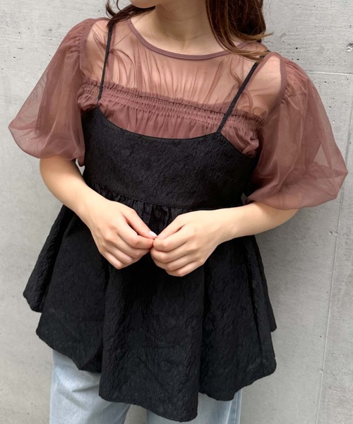 archives(アルシーヴ)の「クロップドインナー付バルーンチュールTOPS(Tシャツ/カットソー・レディース・アイボリー/ブラック/ローズ・MEDIUM)」の21枚目の写真