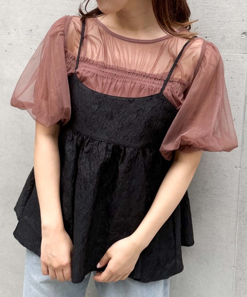 archives(アルシーヴ)の「クロップドインナー付バルーンチュールTOPS(Tシャツ/カットソー・レディース・アイボリー/ブラック/ローズ・MEDIUM)」の22枚目の写真