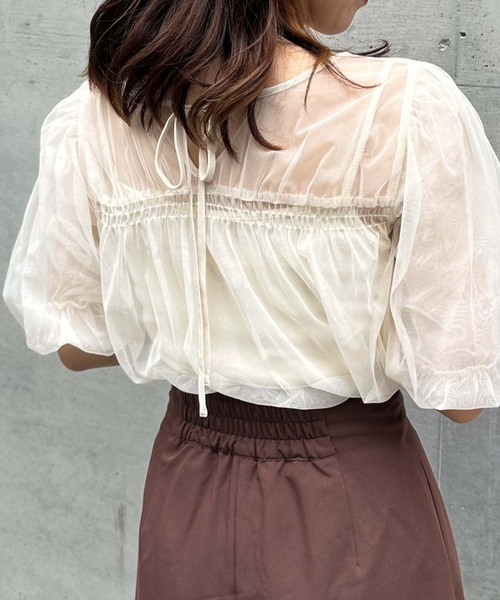 archives(アルシーヴ)の「クロップドインナー付バルーンチュールTOPS(Tシャツ/カットソー・レディース・アイボリー/ブラック/ローズ・MEDIUM)」の17枚目の写真