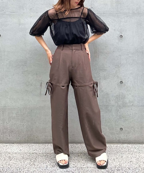 archives(アルシーヴ)の「クロップドインナー付バルーンチュールTOPS(Tシャツ/カットソー・レディース・アイボリー/ブラック/ローズ・MEDIUM)」の5枚目の写真