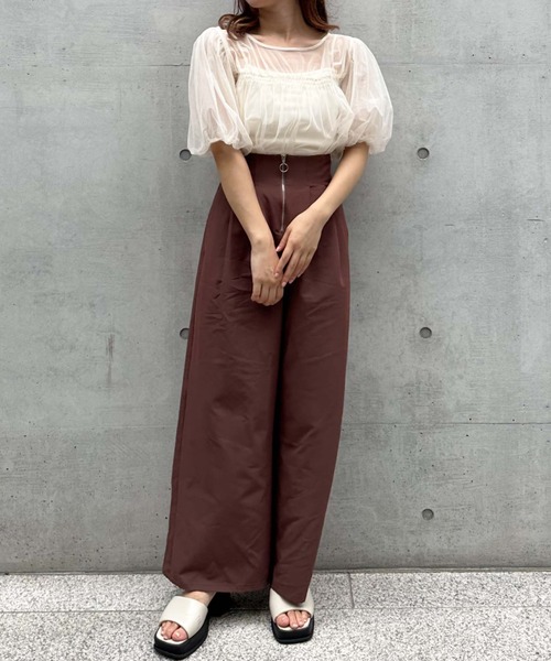 archives(アルシーヴ)の「クロップドインナー付バルーンチュールTOPS(Tシャツ/カットソー・レディース・アイボリー/ブラック/ローズ・MEDIUM)」の19枚目の写真