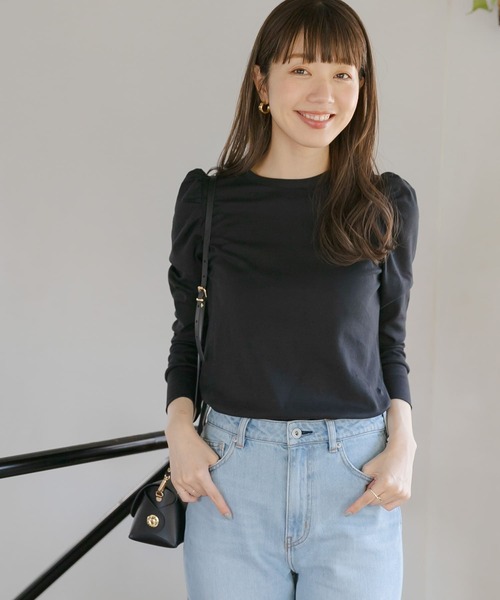 URBAN RESEARCH Sonny Label（アーバンリサーチサニーレーベル）の「コンパクトパフスリーブプルオーバー（Tシャツ/カットソー・レディース・ベージュ系その他/ブラック/オフホワイト・FREE）」の21枚目の写真