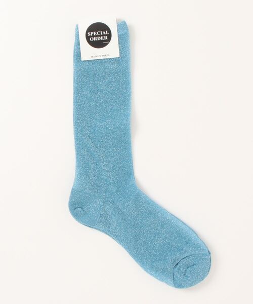 emesuelee（エメスーリー）の「カラーラメハイソックス（ソックス/靴下・レディース・ブルー/ブラック/ホワイト/ゴールド/グリーン/ピンク/グレー/ライトブルー/ライトグリーン・フリー）」の6枚目の写真