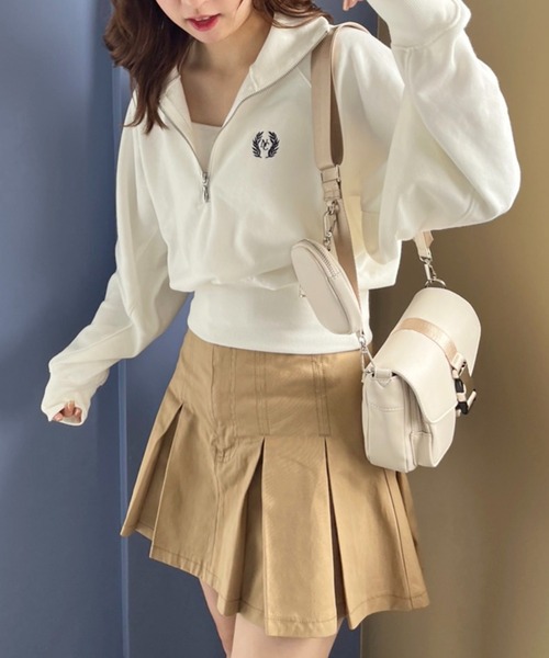 one after another NICE CLAUP（ワンアフターアナザーナイスクラップ）の「ハーフジップワンポイント刺繍スウェット【ZOZO限定商品】（スウェット・レディース・オフホワイト/オートミール/ネイビー・FREE）」の6枚目の写真