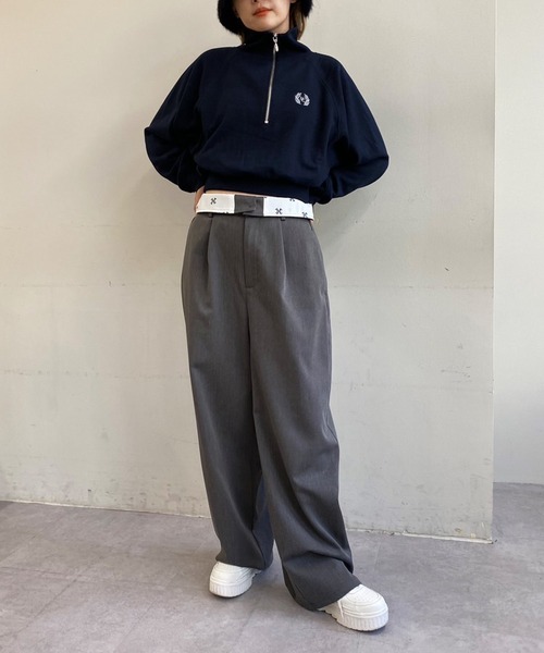 one after another NICE CLAUP（ワンアフターアナザーナイスクラップ）の「ハーフジップワンポイント刺繍スウェット【ZOZO限定商品】（スウェット・レディース・オフホワイト/オートミール/ネイビー・FREE）」の20枚目の写真