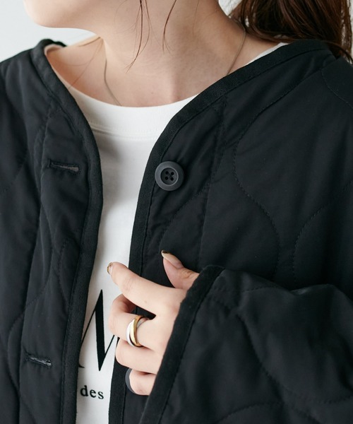 DISCOAT（ディスコート）の「【WEB限定】袖取り外しキルトジャケット（ミリタリージャケット・レディース・カーキ/アイボリー/ブラック/グレイッシュベージュ・MEDIUM/FREE）」の9枚目の写真