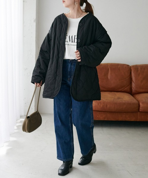 DISCOAT（ディスコート）の「【WEB限定】袖取り外しキルトジャケット（ミリタリージャケット・レディース・カーキ/アイボリー/ブラック/グレイッシュベージュ・MEDIUM/FREE）」の20枚目の写真