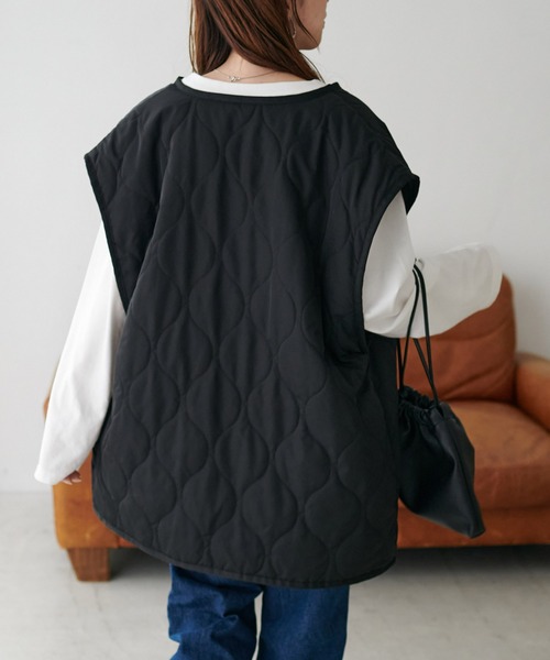 DISCOAT（ディスコート）の「【WEB限定】袖取り外しキルトジャケット（ミリタリージャケット・レディース・カーキ/アイボリー/ブラック/グレイッシュベージュ・MEDIUM/FREE）」の22枚目の写真