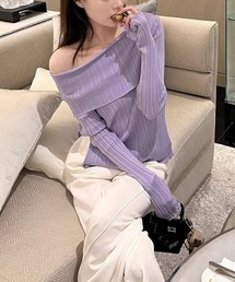 オフショル スムースカットソー