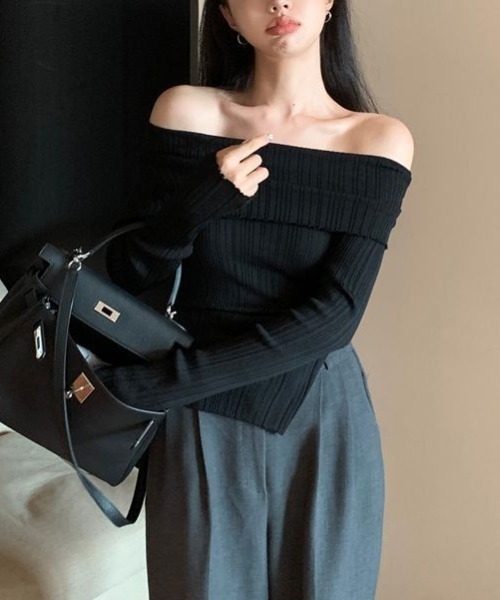 gossip！ロサンゼルス（ゴシップロサンゼルス）の「オフショル スムースカットソー（Tシャツ/カットソー・レディース・オフホワイト/ブラック/ホワイト/パープル・FREE）」の11枚目の写真