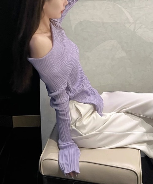 gossip！ロサンゼルス（ゴシップロサンゼルス）の「オフショル スムースカットソー（Tシャツ/カットソー・レディース・オフホワイト/ブラック/ホワイト/パープル・FREE）」の8枚目の写真