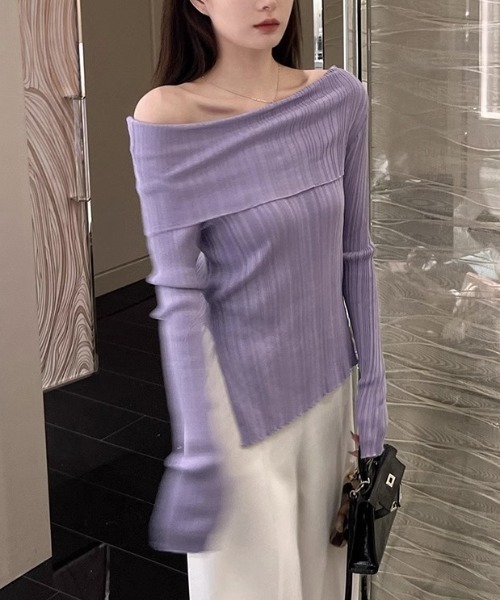 gossip！ロサンゼルス（ゴシップロサンゼルス）の「オフショル スムースカットソー（Tシャツ/カットソー・レディース・オフホワイト/ブラック/ホワイト/パープル・FREE）」の9枚目の写真