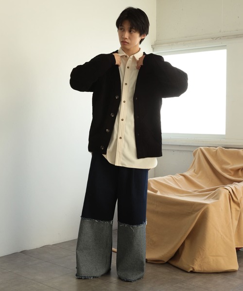 SENSE OF PLACE by URBAN RESEARCH（センスオブプレイスバイアーバンリサーチ）の「モールダイヤガラVネックカーディガン（カーディガン/ボレロ・メンズ・アイボリー/ブラック/ブラウン・LARGE/MEDIUM）」の17枚目の写真