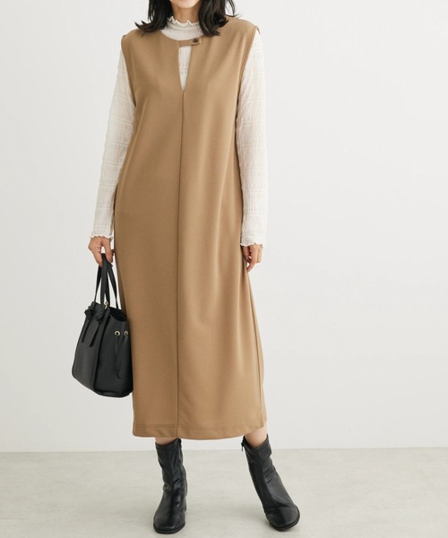 Green　Parks（グリーンパークス）の「2way　洗えて着回せるジャンスカ（ワンピース・レディース・ブラック/キャメル/ライトベージュ・FREE）」の3枚目の写真