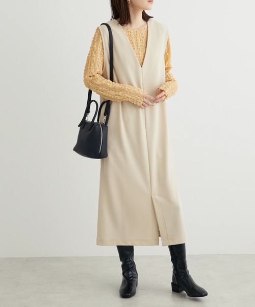 Green　Parks（グリーンパークス）の「2way　洗えて着回せるジャンスカ（ワンピース・レディース・ブラック/キャメル/ライトベージュ・FREE）」の2枚目の写真