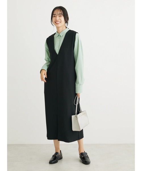 Green　Parks（グリーンパークス）の「2way　洗えて着回せるジャンスカ（ワンピース・レディース・ブラック/キャメル/ライトベージュ・FREE）」の5枚目の写真