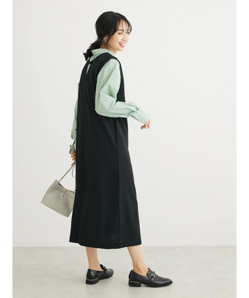 Green　Parks（グリーンパークス）の「2way　洗えて着回せるジャンスカ（ワンピース・レディース・ブラック/キャメル/ライトベージュ・FREE）」の6枚目の写真