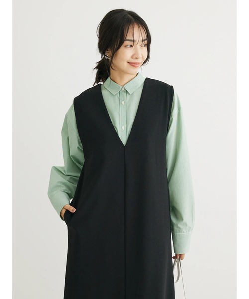 Green　Parks（グリーンパークス）の「2way　洗えて着回せるジャンスカ（ワンピース・レディース・ブラック/キャメル/ライトベージュ・FREE）」の8枚目の写真