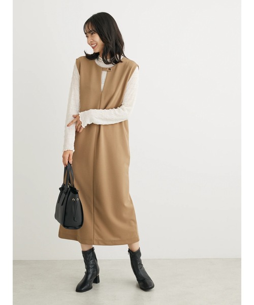 Green　Parks（グリーンパークス）の「2way　洗えて着回せるジャンスカ（ワンピース・レディース・ブラック/キャメル/ライトベージュ・FREE）」の19枚目の写真