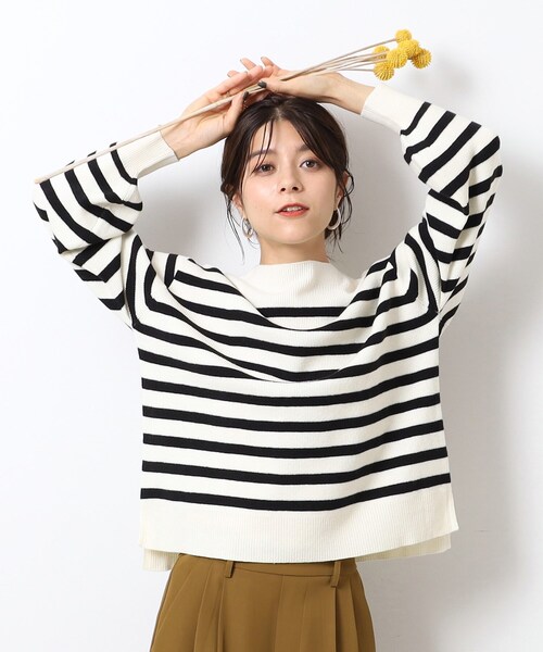 DRESKIP（ドレスキップ）の「◆【洗える/無地/ボーダー】レディな美シルエット 大人のこなれニット（ニット/セーター・レディース・ホワイト系5/ベージュ/グレー/ブラック/ピンク系/ライトブルー・04/02/03）」の2枚目の写真