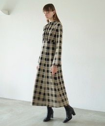 SHADOW CHECK LONG ONE PIECE　clane SHADOW CHECK LONG ONE PIECE clane（Soul Eco Women's Tunic