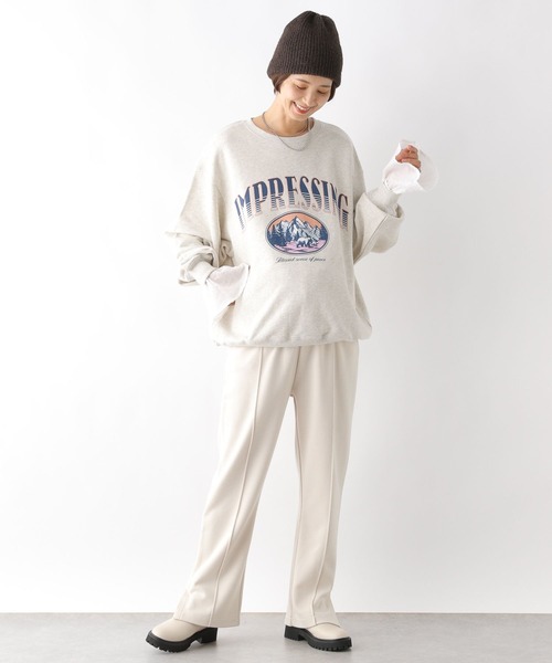 LEPSIM（レプシィム）の「【産前・産後対応】マタニティ／裏起毛スリットパンツ　983927（マタニティウェア/グッズ・レディース・アイボリー/ブラウン/ブラック・FREE）」の5枚目の写真
