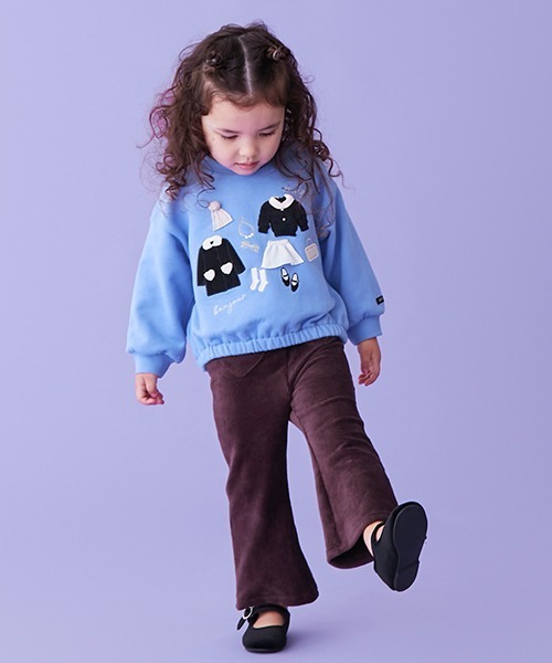 petit main（プティマイン）の「カットコールフレアパンツ（スウェットパンツ・キッズ・ピンク/ブラック/アイボリー/ダークブラウン/グレイッシュブルー・120cm/100cm/130cm/80ｃｍ/90cm/110cm）」の3枚目の写真