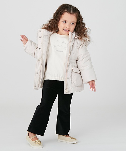 petit main（プティマイン）の「カットコールフレアパンツ（スウェットパンツ・キッズ・ピンク/ブラック/アイボリー/ダークブラウン/グレイッシュブルー・120cm/100cm/130cm/80ｃｍ/90cm/110cm）」の13枚目の写真