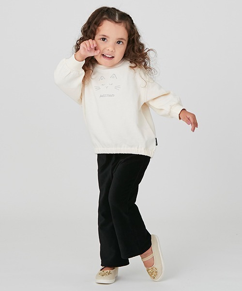 petit main（プティマイン）の「カットコールフレアパンツ（スウェットパンツ・キッズ・ピンク/ブラック/アイボリー/ダークブラウン/グレイッシュブルー・120cm/100cm/130cm/80ｃｍ/90cm/110cm）」の10枚目の写真