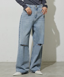 ダメージストレートデニム【S,M,Lサイズ展開】